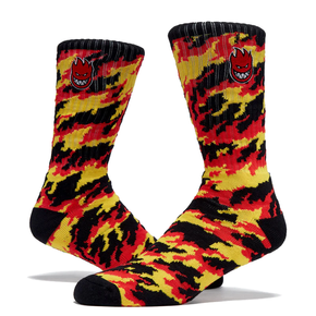 Spitfire Socks - Bighead Fill Embroidered Flame Crew (red/black/orange)