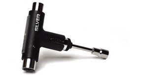 Silver Skateboard Wrench - Premium Tool - Black