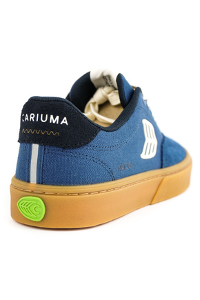 Cariuma Shoes - Naioca Pro Gum Shadow Blue Suede and Canvas Ivory Logo Navy Sneaker
