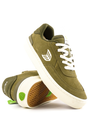 Cariuma Shoes - Luan Pro Olive Green Suede Ivory Logo Burnt Olive Sneaker