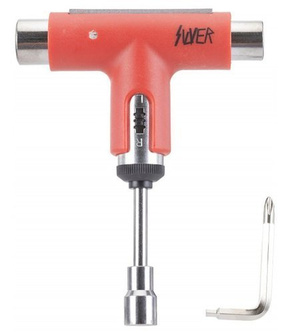 Skateboard Key Silver - Neon (red)