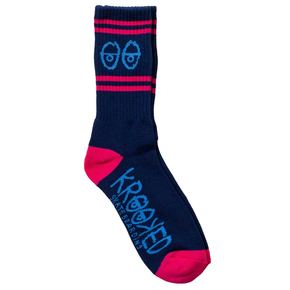 Krooked socks - Eyes Emb (navy/magenta)