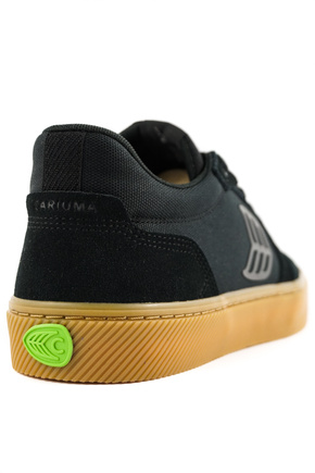 Cariuma Shoes - Vallely Pro Gum Black Suede and Cordura Ash Grey Logo Sneaker
