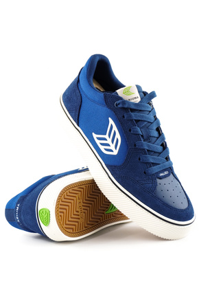 Cariuma Shoes - Vallely Pro Mystery Blue Suede and Cordura Off-White Logo Sneaker