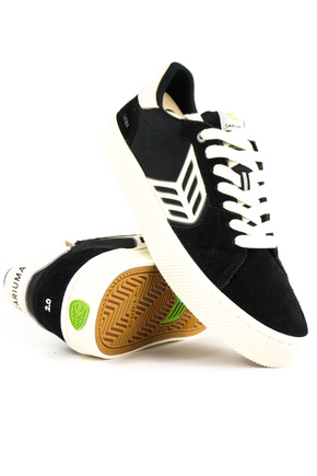 Cariuma Shoes - Catiba Pro 2.0 Black Suede and Cordura Ivory Logo Sneaker