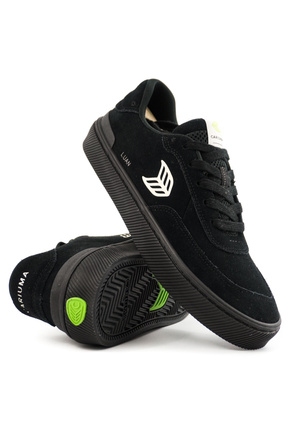 Cariuma Shoes - Luan Pro All Black Suede Ivory Logo Sneaker