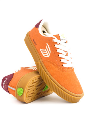 Cariuma Shoes - Naioca Pro Gum Burnt Orange Suede and Canvas Ivory Logo Ruby Wine Sneaker