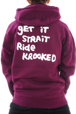 Krooked Sweatshirt - Straight Eyes Zip (maroon/black/white)