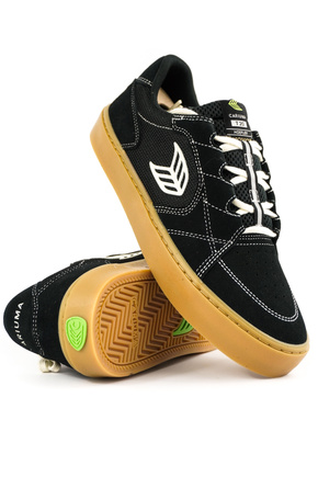 Cariuma Shoes - T20 Pro Gum Black Suede and Mesh Ivory Logo Contrast Thread Sneaker
