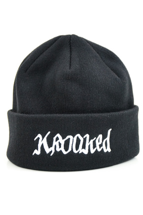 Krooked Cap - Double Ok Script Beanie (Black/White)
