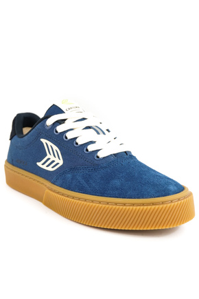 Cariuma Shoes - Naioca Pro Gum Shadow Blue Suede and Canvas Ivory Logo Navy Sneaker