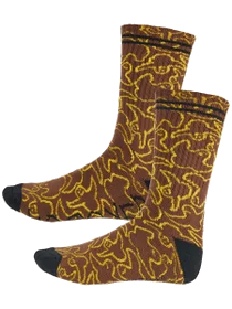 Krooked Socks - Multi Birds (brown/yellow)