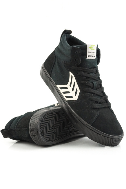 Buty Cariuma - Catiba High Pro (All Black Suede and Canvas Ivory Logo)