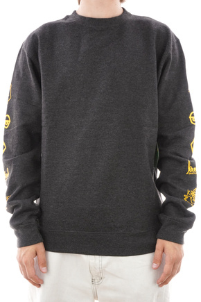 Bluza Crewneck Krooked - Naskar  (charcoal heather/gold)