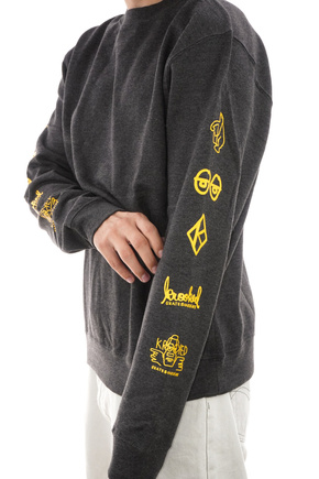 Bluza Crewneck Krooked - Naskar  (charcoal heather/gold)