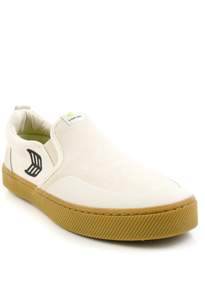 Buty Cariuma -  Slip On Skate Pro  Vintage White Suede and Canvas  Black Logo