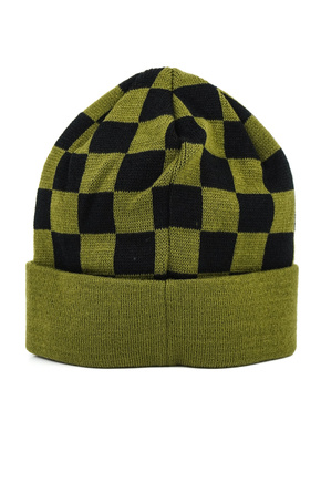 Czapka Foundation - Star & Moon Checker Cuff Beanie Olive/Black