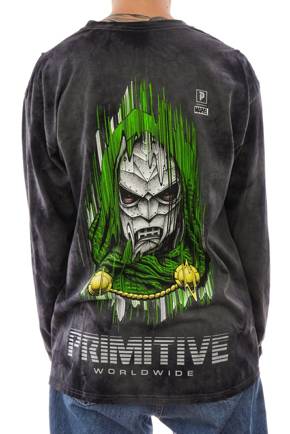 Longsleeve Primitive - Doom Washed (tiedye grey/black)