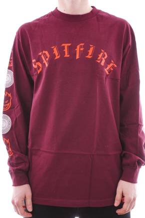 Longsleeve Spitfire - Old E Combo burgundy